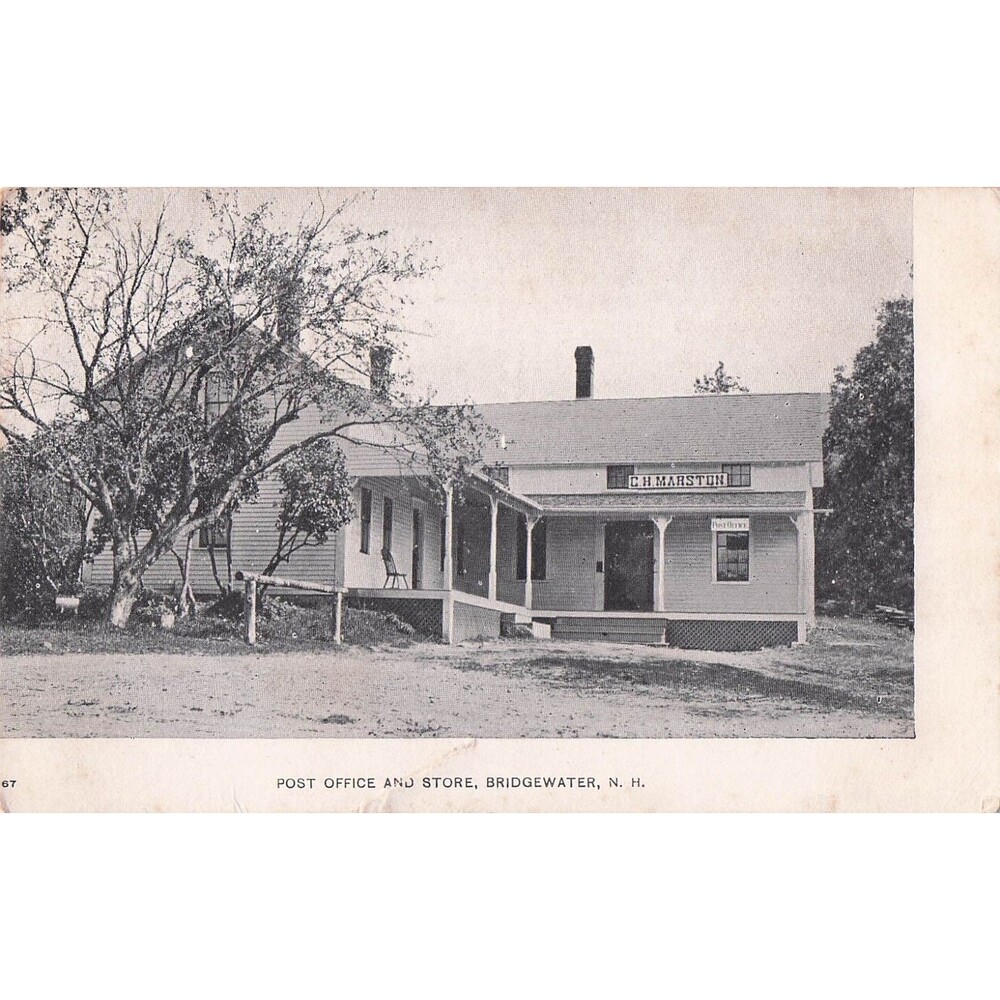 Bridgewater NH Post Office & Store C.H. Marston Antique Postcard New Hampshire